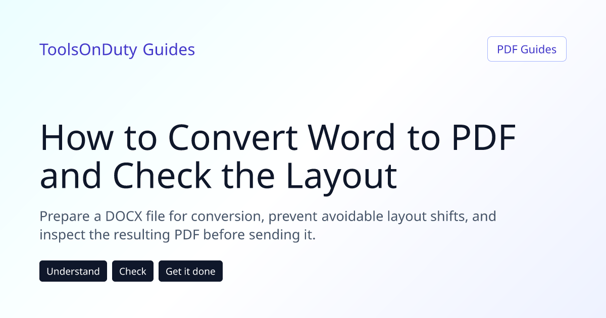 A Word document being converted into a PDF with its layout checked