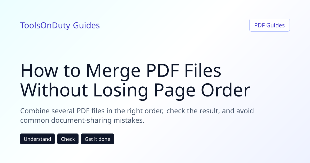 Several PDF documents being combined into one ordered file