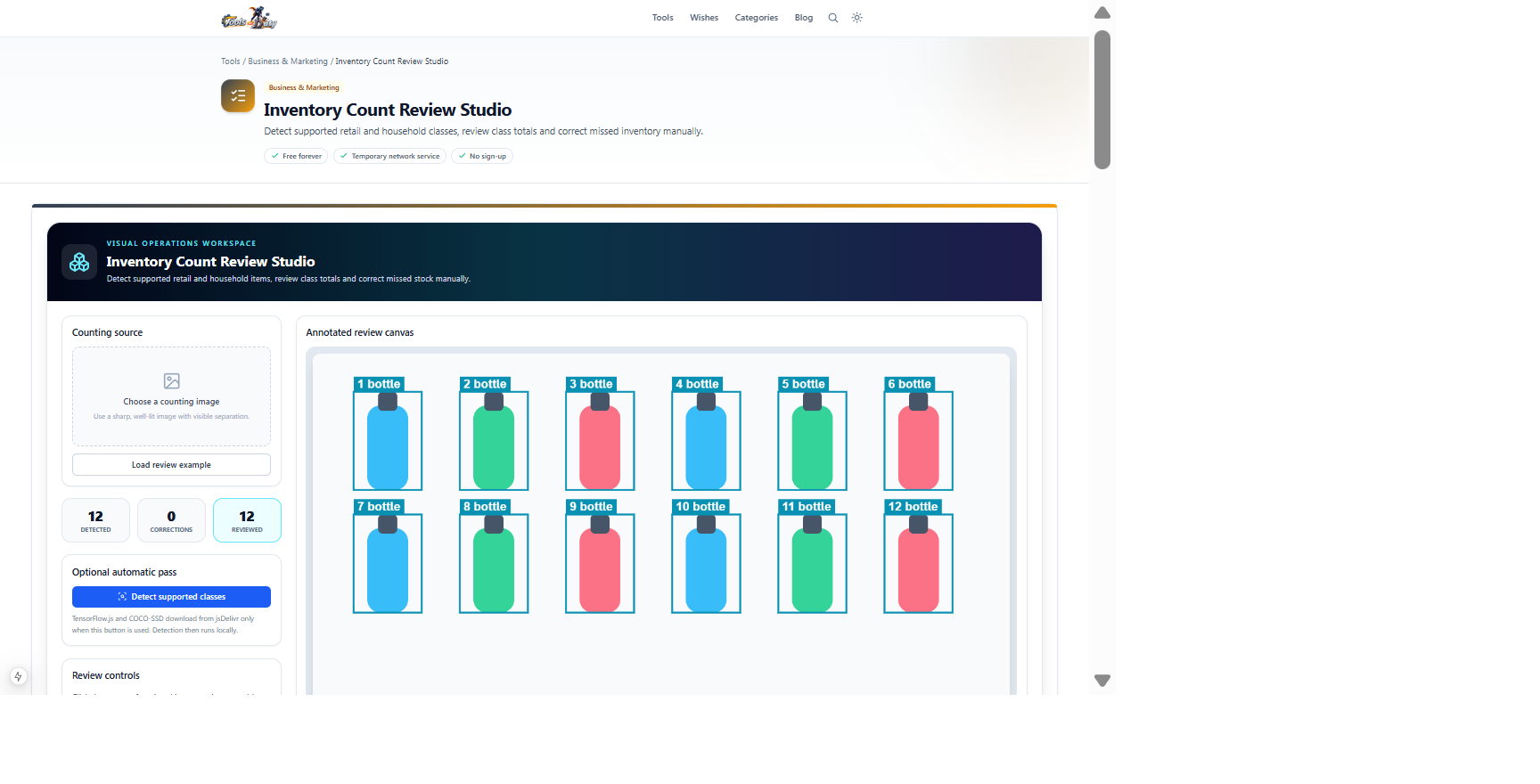 Inventory Count Review Studio deterministic example with numbered count evidence and review controls